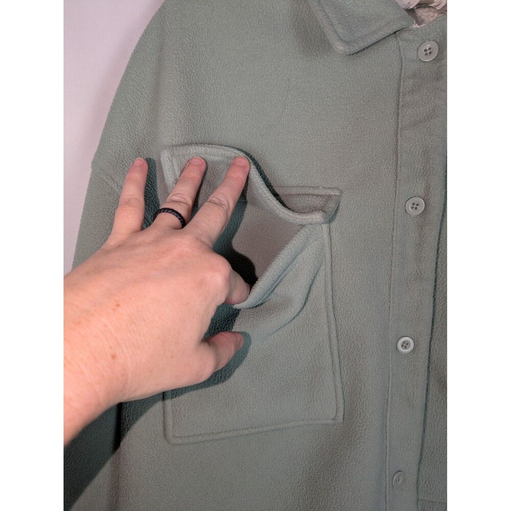Yogalicious Green Sherpa Lined Fleece Shacket Jacket M Streetwear Athleisure - Picture 2 of 5
